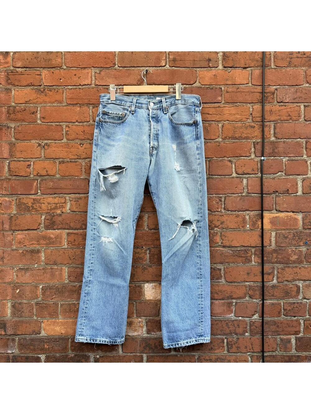 Levi's Light Blue Ripped Straight Jeans